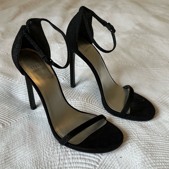 NWT Stuart Weitzman Nudist heel in black goosebump - Picture 1 of 4